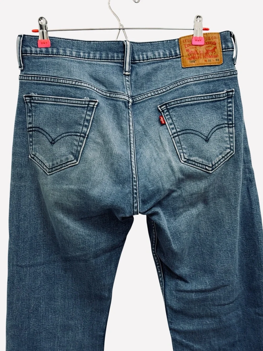 Levi's Blue Medium Wash Loose Fit Straight Leg Cotton Denim Jeans Size 31x34